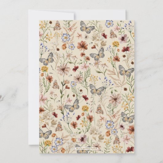 Rustic Boho Garden Flowers Wedding Kaart (Achterkant)