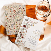 Rustic Boho Garden Flowers Wedding Kaart