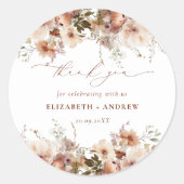 Rustic Boho Garden Flowers Wedding Ronde Sticker (Voorkant)