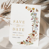 Rustic Boho Garden Flowers Wedding Save the Date Kaart