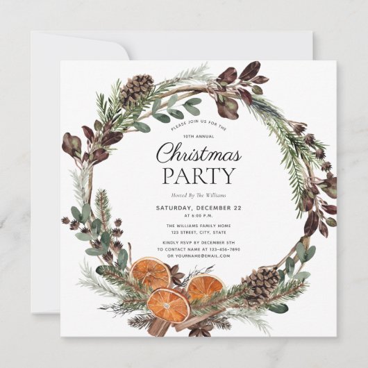 Rustic Boho gedroogd Oranje kerstfeest Kaart (Voorkant)