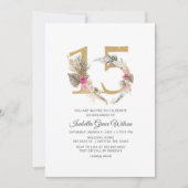 Rustic Boho Gold Pampas QUINCEANERA Kaart (Voorkant)