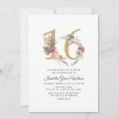 Rustic Boho Gold Pampas Sweet 16 Birthday Kaart (Voorkant)