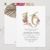 Rustic Boho Gold Pampas Sweet 16 Birthday Kaart (Voorkant / Achterkant)