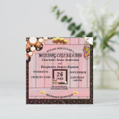 Rustic Boho Golden Glitter Pink Wooden Weddenschap Kaart (Staand voorkant)