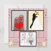 Rustic Boho Golden Glitter Pink Wooden Weddenschap Kaart (Achterkant)