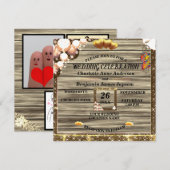 Rustic Boho Golden Glitter Wooden Wedding Kaart (Voorkant / Achterkant)