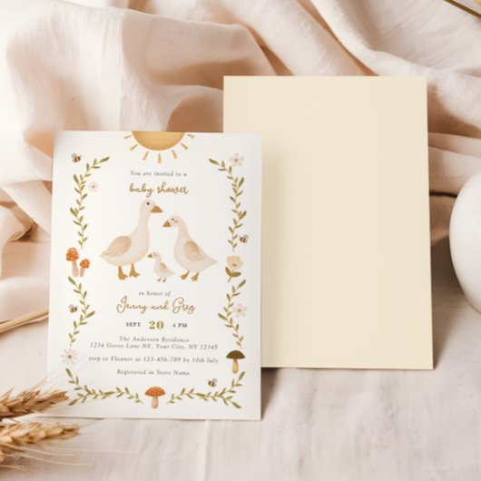 Rustic Boho Goose Baby shower Uitnodiging