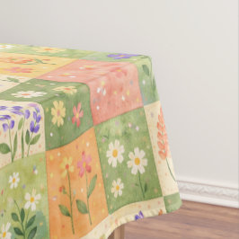 Rustic Boho Green & Orange Quilt Floral Patchwork  Tafelkleed