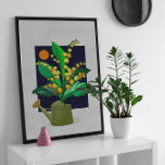Rustic Boho Green Watering Can en Yellow Flower, Imitatie Canvas Print<br><div class="desc">Deze charmante illustratie van een groene drenking kan met een gele bloem erin perfect zijn om een aanraking van de Scandinavische bohemienstijl aan uw thuisdecor toe te voegen. Deze botanische kunstafdruk is creëer in een stijl die door de natuur is geïnspireerd en is perfect voor het toevoegen van een splash...</div>