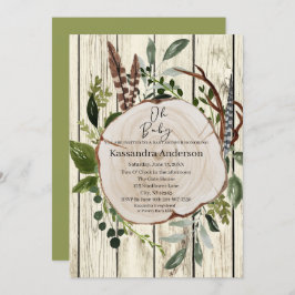 Rustic Boho Greenery Baby shower Kaart