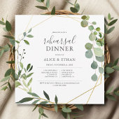 Rustic Boho Greenery Calligraphy Rehearsal Dinner Kaart
