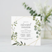 Rustic Boho Greenery Calligraphy Rehearsal Dinner Kaart (Staand voorkant)