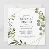 Rustic Boho Greenery Calligraphy Rehearsal Dinner Kaart (Voorkant)