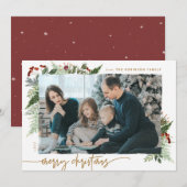 Rustic Boho Greenery Gold Dry Brush Effect Photo Feestdagenkaart (Voorkant / Achterkant)