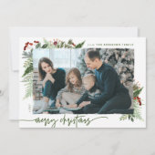 Rustic Boho Greenery Merry Kerstmis 1 Foto Feestdagenkaart (Voorkant)