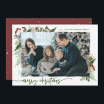 Rustic Boho Greenery Merry Kerstmis 1 Foto Feestdagenkaart<br><div class="desc">Dit neutrale model van de boho stijl kenmerkt minimale wintergroen, met droog borsteleffect fotohouder en tekst in trending boho palette kleuren. Voeg een facultatief bericht op de rug toe of verander het backerontwerp (3 beschikbare opties). SNELLE TIP: Als u de kleur van de achtergrond/het patroon/de tekst wilt wijzigen om deze...</div>