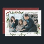 Rustic Boho Greenery Merry Kerstmis 1 Foto Feestdagenkaart<br><div class="desc">Dit neutrale model van de boho stijl kenmerkt minimale wintergroen, met droog borsteleffect fotohouder en tekst in trending boho palette kleuren. Voeg een facultatief bericht op de rug toe of verander het backerontwerp (3 beschikbare opties). SNELLE TIP: Als u de kleur van de achtergrond/het patroon/de tekst wilt wijzigen om deze...</div>