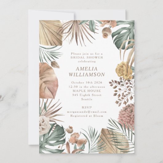 Rustic Boho Greenery Stylish Autumn Vrijgezellenfe Kaart (Voorkant)