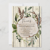 Rustic Boho Greenery Twins Baby shower Kaart (Voorkant)
