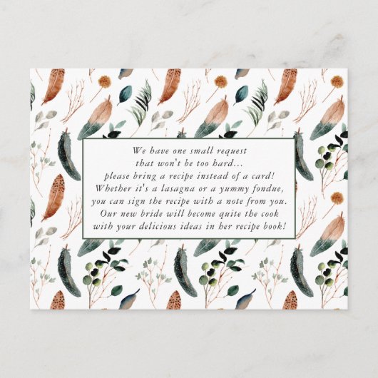 Rustic Boho Greenery Vrijgezellenfeest Recipe Briefkaart (Voorkant)