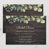 Rustic Boho Greenery Wood Bridal Shower Kaart (Voorkant / Achterkant)
