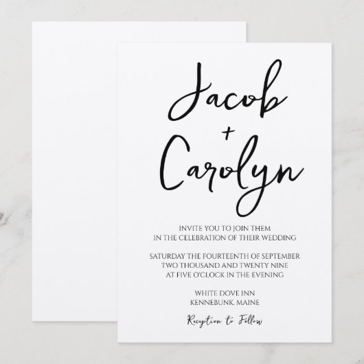 Rustic Boho Handwrited Font Wedding Kaart (Voorkant / Achterkant)