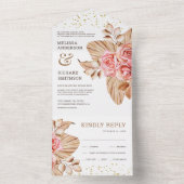 Rustic Boho heeft het Roos van het peach All In One Uitnodiging (Binnen)