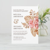 Rustic Boho heeft het Roos van het peach Kaart (Staand voorkant)