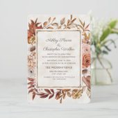 Rustic Boho Herfst Autumn Floral Wedding Kaart (Staand voorkant)