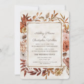 Rustic Boho Herfst Autumn Floral Wedding Kaart (Voorkant)