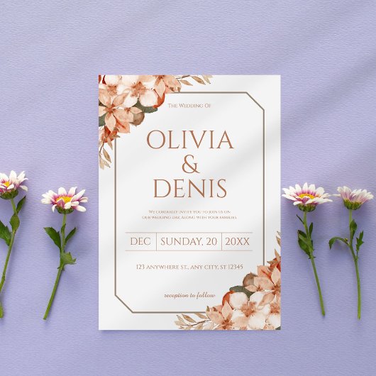 Rustic Boho Herfst Floral Wedding Kaart