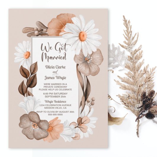 Rustic Boho Herfst Floral Wedding Reception Kaart