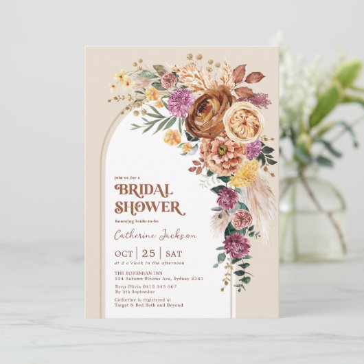 Rustic Boho Herfst Garden Floral Vrijgezellenfeest Kaart (Staand voorkant)