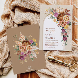 Rustic Boho Herfst Garden Floral Wedding Kaart