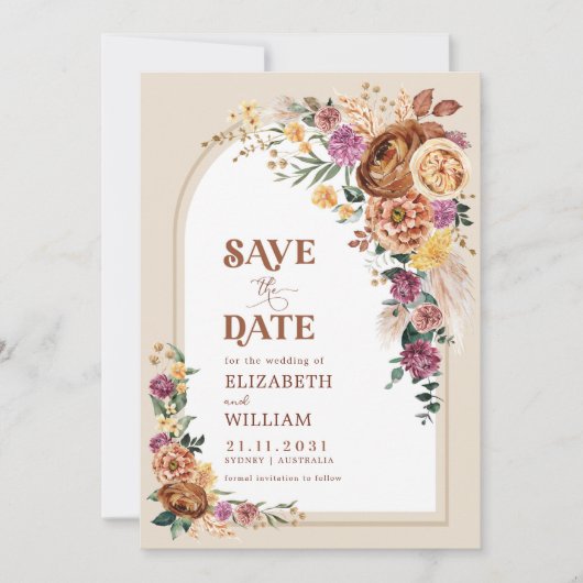 Rustic Boho Herfst Garden Flowers Save the Date (Voorkant)