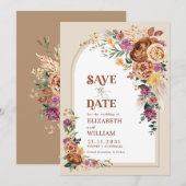 Rustic Boho Herfst Garden Flowers Save the Date (Voorkant / Achterkant)
