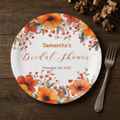 Rustic Boho Herfst Sinaasappel Bloembes Vrijgezell Papieren Bordje