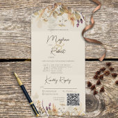 Rustic Boho Herfst Wildbloemen QR-code All In One Uitnodiging