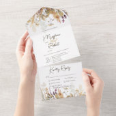 Rustic Boho Herfst Wildbloemen White Dinner All In One Uitnodiging (Afscheurbaar)