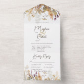 Rustic Boho Herfst Wildbloemen White Dinner All In One Uitnodiging (Binnen)