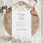 Rustic Boho Herfst Wildbloemen White Dinner All In One Uitnodiging