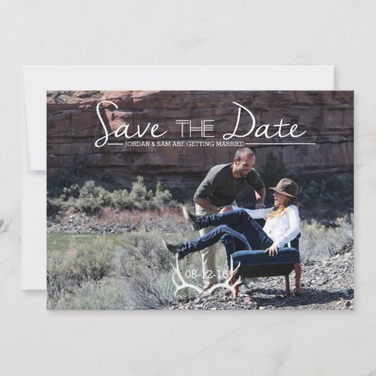Rustic & Boho | Herten Gewei | Save The Date Foto Kaart (Voorkant)