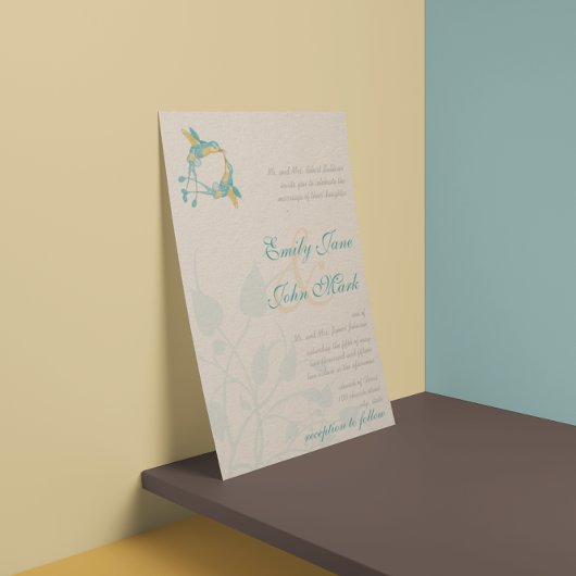 Rustic Boho Hummingbird Kiss Love BirdWedding Kaart