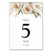 Rustic Boho Ivory Floral Trouwtafel Nummer Kaart (Achterkant)
