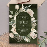 Rustic Boho Ivory Rozen Dark Sage Green Wedding Kaart<br><div class="desc">Verrijk je gasten met deze elegante bruiloft-uitnodiging met mooie bloemen en bijtende pampasgras met moderne typografie. Voeg eenvoudig uw gebeurtenisdetails op deze makkelijk te gebruiken sjabloon toe om het één-van-een-soort uitnodiging te maken.</div>