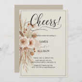 Rustic Boho juicht neutrale bloemen uitnodiging (Voorkant / Achterkant)