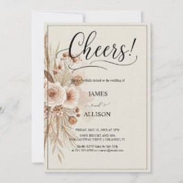 Rustic Boho juicht neutrale bloemen uitnodiging