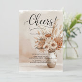 Rustic Boho juicht neutrale bloemen uitnodiging (Staand voorkant)