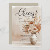 Rustic Boho juicht neutrale bloemen uitnodiging (Voorkant / Achterkant)